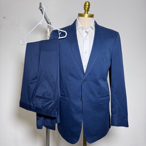 Joseph Abboud Navy Blue Cotton Slim Fit Suit Mens 42XL 35W
